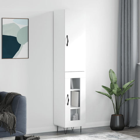 Highboard White 34.5x34x180 cm Engineered Wood 3199073