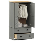 Wardrobe VIGO Grey 90x55x170 cm Solid Wood Pine 353165
