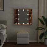 ZNTS Mirror Cabinet with LED Old Wood 70x16.5x60 cm 857003