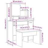 Dressing Table Set Artisan Oak Engineered Wood 3329192