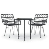 3 Piece Garden Dining Set Black Poly Rattan 3157834