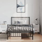 Metal Bed Frame without Mattress with Footboard Black 100x200cm 350877