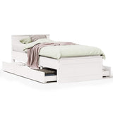 Bed Frame without Mattress with Headboard White 75x190 cm Small Single Solid Wood Pine 3308790
