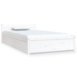 Bed Frame without Mattress with Drawers White Single 3103479