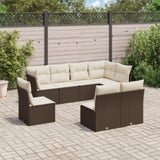 8 Piece Garden Sofa Set with Cushions Brown Poly Rattan 3217763