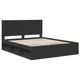 Bed Frame with Headboard Black 160 x 200 cm Solid Pine Wood 3410984