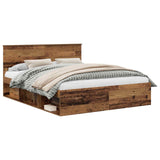 Bed Frame with Headboard Old Wood 160 x 200 cm Solid Pine Wood 3410580