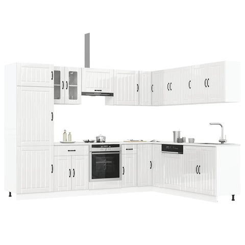 ZNTS 14 Piece Kitchen Cabinet Set Lucca Gloss White Engineered Wood 3314983