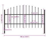 Garden Fence with Spear Top Steel 181x100 cm Black 144941