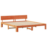 Bed Frame with Headboard Wax Brown 200 x 200 cm Solid Pine Wood 872640
