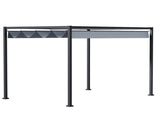4 x 3m Retractable Roof Gazebo, Metal Pergola Patio Sun Shelter with Retractable Canopy, Grey T3398P310863