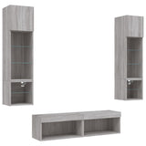 6 Piece TV Wall Units with LED Grey Sonoma Engineered Wood 3216627