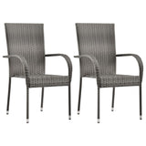 Dining Set Grey PE Rattan, Powder-Coated Steel, Glass Compact 3072477