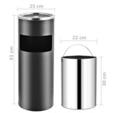 Ashtray Dustbin Hotel 30 L Steel Grey 51089