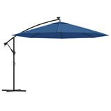 Cantilever Garden Parasol with LED Lights Azure Blue 350 cm 313785