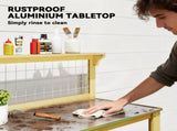 Wooden Potting Bench Table with Aluminium Worktop, Outdoor Garden Workbench with 2 Shelves T3398P552685