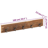 Hall Hanger with 5 Hooks 100x2.5x15 cm Solid Reclaimed Wood 321950