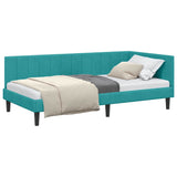 Corner Bed Frame with Headboard Turquoise 90 x 200 cm Velvet 42016356