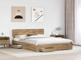 Bed Frame with Drawer Artisan Oak 140 x 190 cm Engineered Wood 3412381