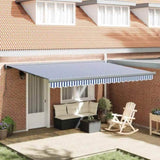 Retractable Awning Blue and White 450 x 300 cm Fabric and Metal 3330849