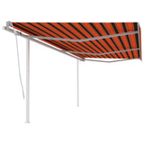 Manual Retractable Awning with Posts 6x3 m Orange and Brown 3070000