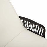 Sun Lounger Reclining 3 pcs Black and Cream White Poly Rattan 365432