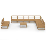 ZNTS 11 Piece Garden Lounge Set Honey Brown Solid Pinewood 3075872