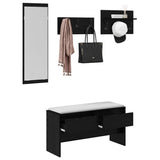 Hallway Furniture Set 4 pcs Black Oak Engineered Wood 871529