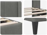Bed Frame with Headboard Dark Grey 90 x 190 cm Velvet 42027534