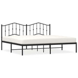Metal Bed Frame without Mattress with Headboard Black 193x203cm 373795