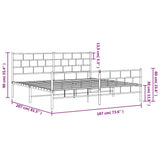 Metal Bed Frame without Mattress with Footboard White 180x200cm 355730