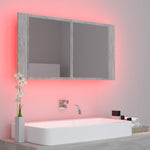 LED Bathroom Mirror Cabinet Concrete Grey 90x12x45 cm Acrylic 804976