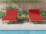 Sun Lounger 3 pcs Red 200 x 67 x 84 cm Solid Acacia Wood 3325186