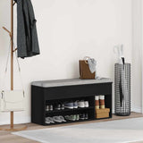 Shoe Bench Black 102x30.5x45 cm Engineered Wood 862704