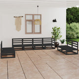 8 Piece Garden Lounge Set Black Solid Pinewood 3075433