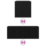 6 Piece TV Cabinet Set, Wall-Mounted Black Oak Engineered Wood 3393445