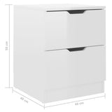 Bedside Cabinets 2 pcs High Gloss White 40x40x50 cm Engineered Wood 326736