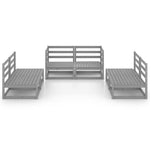 6 Piece Garden Lounge Set Grey Solid Pinewood 3075411