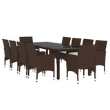 11 Piece Garden Dining Set Poly Rattan Brown 3095929