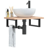 Basin Shelf Wall Mounted Steel and Solid Wood Oak 3302333