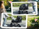 Pet Stroller Pushchair Foldable Travel Dog Cat Carriage w/ Reversible Handle Brake Basket T3398P349570