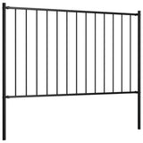 Fence Panel with Posts Powder-coated Steel 1.7x1.25 m Black 145211