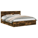 Bed Frame with Drawer Smoked Oak 180 x 200 cm Engineer Wood 3410683