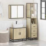 3 Piece Bathroom Furniture Set Sonoma Oak Engineered Wood 3301126