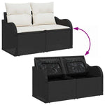 Garden Sofa with Cushion Black 121 x 62 x 69cm Poly Rattan 42006722