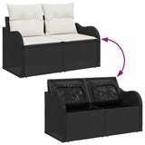 Garden Sofa with Cushion Black 121 x 62 x 69cm Poly Rattan 42006722