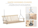 Outdoor Wooden Swing Bench 2-Seater Porch Swing Chair Hanging Hammock Garden Furniture, Natural T3398P325313