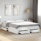 Bed Frame White Engineered Wood Double Bed Frame Rectangular 3280370