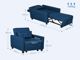Linen-Look Single Chair Bed - Blue T3398P342947