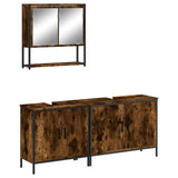 3 Piece Bathroom Furniture Set Smoked Oak Engineered Wood 3214672